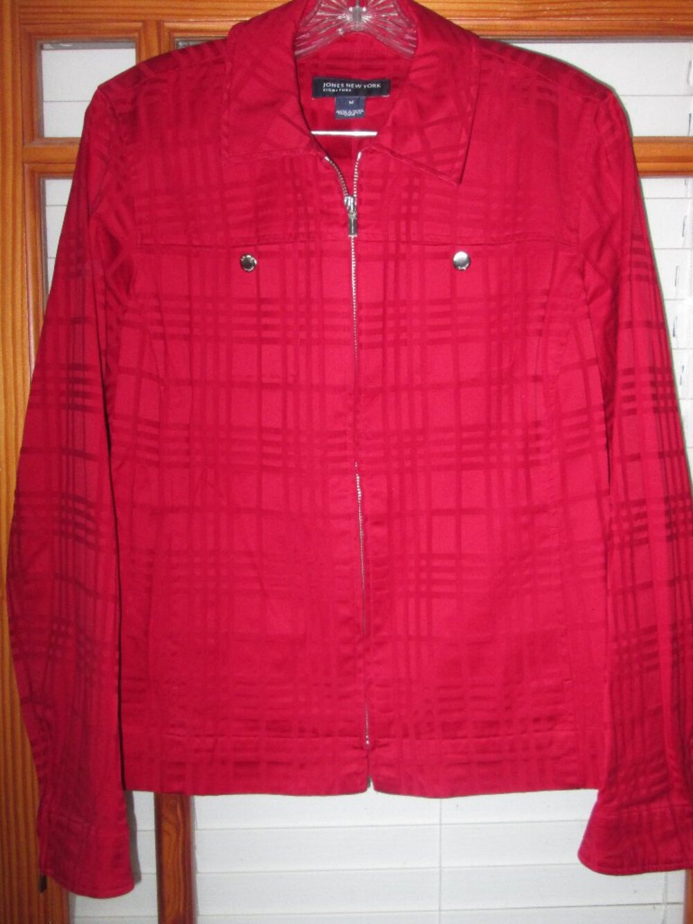 Jones New York Signature Red Jacket Full Zip Stretch